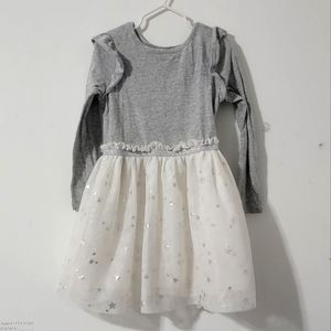 CAT JACK GIRLS GRAY WHITE TULLE DRESS 5T